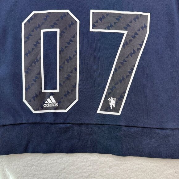 Adidas Manchester United #07 Sweatshirt Hoodie Soccer Premier League Blue Mens L - Picture 3 of 11